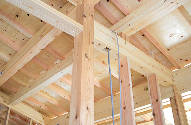 建築中の家の骨組みの写真